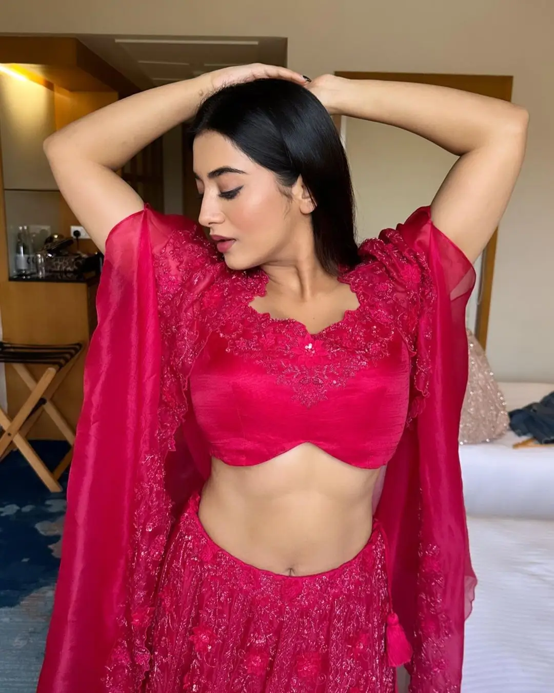 Tollywood Actress Rashi Singh Stills in Red Lehenga Choli